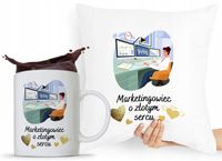 Dla Marketingowca Zestaw Poduszka + Kubek Prezent Z Nadrukiem Ze Zdjęciem