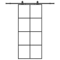 Drzwi przesuwne z zestawem okuć czarne 90x205 cm ESG szkło