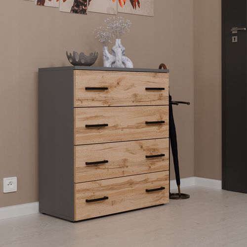 SZAFKA NA BUTY REGAŁ SZARY DĄB WOTAN 71CM 4 PÓŁKI STOJAK BEZ SIEDZISKA na Arena.pl