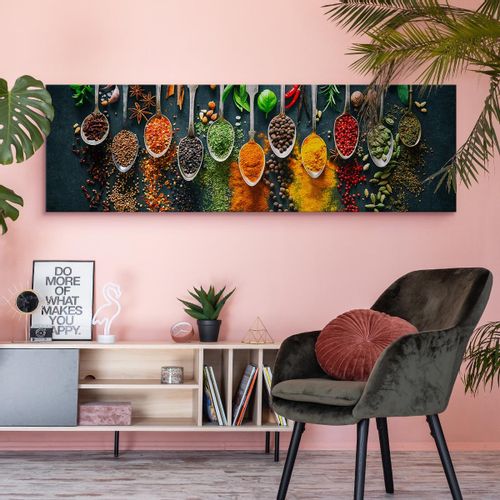 Obraz Panoramiczny Canvas ŁYŻKI Przyprawy Zioła Jedzenie 145cm x 45cm na Arena.pl