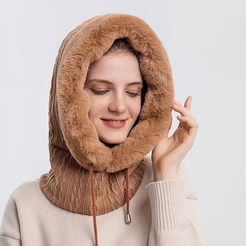 KOMINIARKA DAMSKA CZAPKA KOMIN Z FUTERKIEM CIEPŁA JEDNOCZĘŚCIOWA NA ZIMĘ na Arena.pl