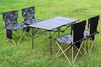 SKŁADANY STOLIK TURYSTYCZNY OGRODOWY 95*52*50 CM CZARNY + 4 KRZESŁA