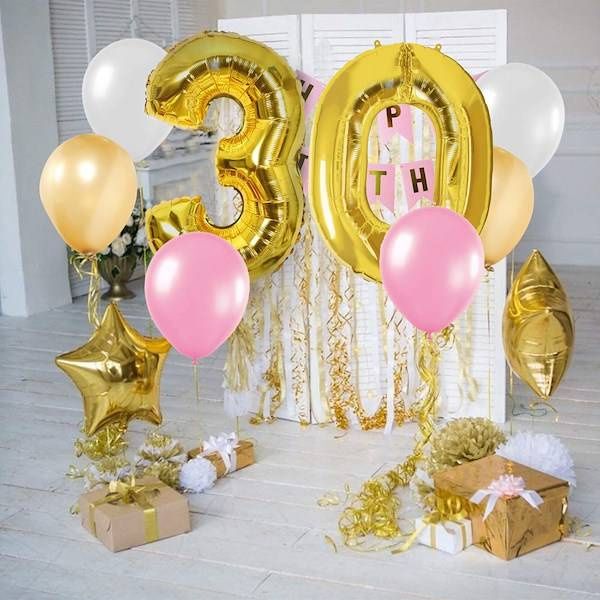 Balony na urodziny cyfra 40 foliowe 40 cm złote zdjęcie 4