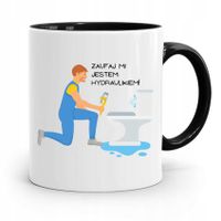 Kubek Czarny Prezent Dla Hydraulika Zaufaj Mi Z Nadrukiem Ze Zdjęciem
