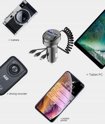 ŁADOWARKA SAMOCHODOWA 2x USB + KABEL 3W1 USB-C MICRO USB APPLE LIGHTNING zdjęcie 6