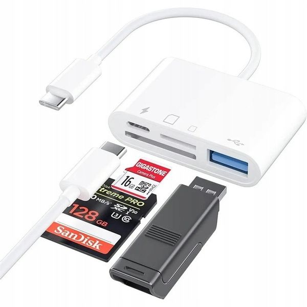 KABEL ADAPTER PRZEJŚCIÓWKA Z USB C NA CZYTNIK KART SD MICROSD USB-A USB-C zdjęcie 1
