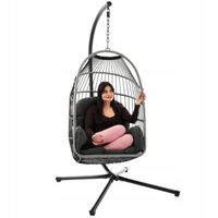 Fotel wiszący jednoosobowy Beluno składany technorattan huśtawka ogrodowa