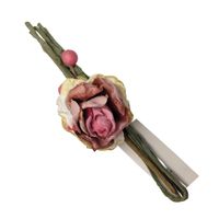 Mały stroik z kwiatem na drucie różowy