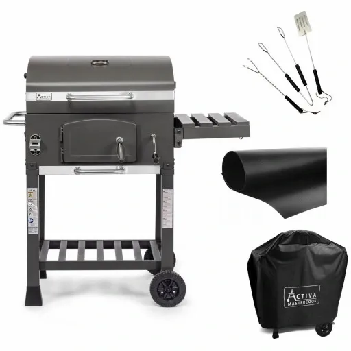 Grill Węglowy Activa Mastercook Angular Ruszt Żeliwny + akcesoria zdjęcie 1