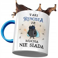 Kubek Błękitny Dla Rencisty Mucha Nie Siada Z Nadrukiem Ze Zdjęciem