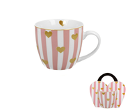 KUBEK DUO WALENTYNKI SERCE RÓŻOWY ZŁOTY NA PREZENT 460 ML