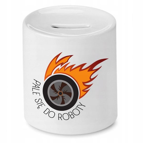 Skarbonka Dla Mechanika Pale Się Do Roboty Prezent Z Nadrukiem Ze Zdjęciem zdjęcie 1