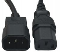 2X Kabel zasilający przedłużacz 230V C13/C14 C13 -> C14 M/F 5m CZARNY