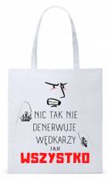 Dla Wędkarza Rybaka Torba Eco Biała Shopper Z Nadrukiem Ze Zdjęciem