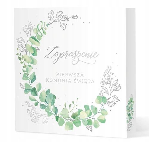 ZAPROSZENIA NA KOMUNIE komunijne + KOPERTY białe eukaliptus dla gości 10szt na Arena.pl