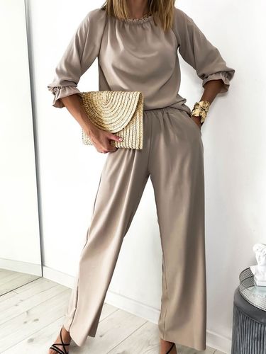 Komplet damski spodnie OVERSIZE kieszenie bluzka hiszpanka lekki S/M na Arena.pl