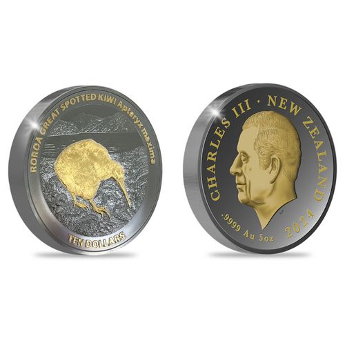Kiwi pozłacany 5 uncji Srebra 2024 Black Proof na Arena.pl