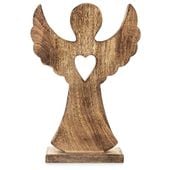 Drewniany Anioł Figurka Anioła Dekoracyjna Ozdobna Figura Stojąca 36 cm