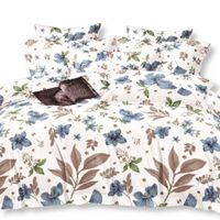 Pościel Satyna Bawełniana 160X200 - Niebieskie Kwiaty