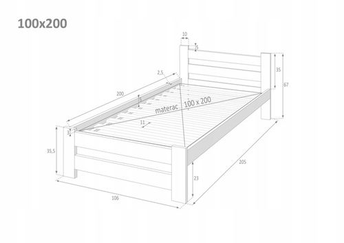 ŁÓŻKO DREWNIANE 100x200 B sosnowe WYSOKI ZAGŁÓWEK Producent na Arena.pl