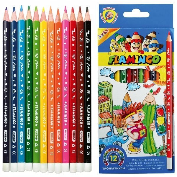KREDKI 12KOL.FLAMINGO TRÓJKĄT. zdjęcie 1