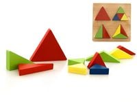 KLOCKI DREWNIANE UKŁADANKA EDUKACYJNA FIGURY TRÓJKĄTY