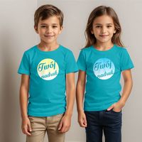 Dziecięca bawełniana koszulka z Twoim nadrukiem - turkusowa 12-14