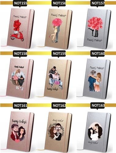 Notes metaliczny A5 nadruk UV WALENTYNKI planner NOTATNIK na Arena.pl