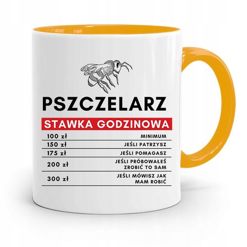 Kubek Zółty Dla Pszczelarza Stawka Godzinowa Z Nadrukiem Ze Zdjęciem na Arena.pl
