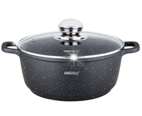 Garnek z pokrywką powłoka marmurkowa czarna 6.5L 28cm gaz indukcja KINGHOFF