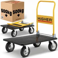 Wózek magazynowy transportowy platformowy składany HIGHER PRO 500 kg