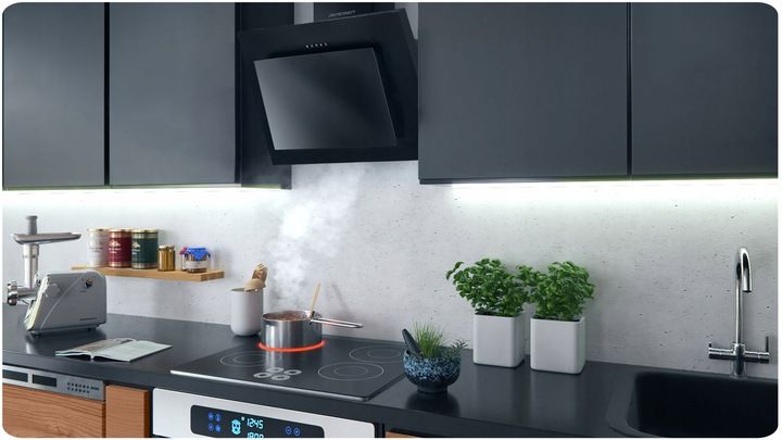 OKAP KUCHENNY KOMINOWY SZKŁO LED BERDSEN 60cm zdjęcie 16