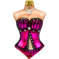 Bombka choinkowa szklana: Gorset damski: różowy