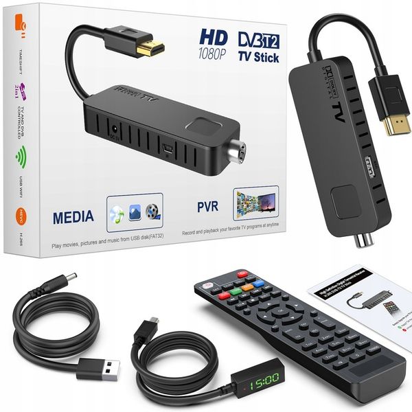 Tuner dekoder dvbt2 hevc mini stick tv naziemnej zdjęcie 3
