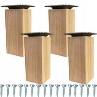 Komplet 4 x nogi meblowe drewniane bukowe surowe KWADRATOWA 8 cm MOCOWANIA