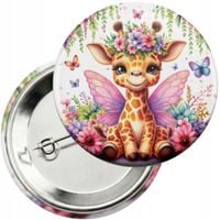 Przypinka z agrafką 59mm - ZWIERZĘTA ŻYRAFA AFRYKA SAFARI