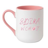 KUBEK "SŁODKA W CHUJ" Wzór - Elegant Biało-Różowy 330 ml