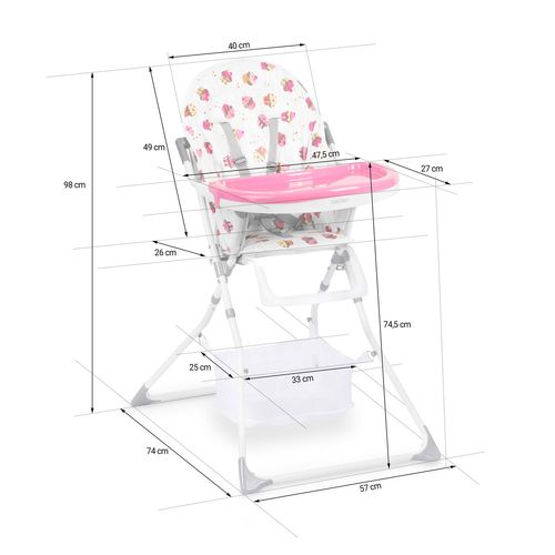 Krzesełko do karmienia Eldo biało-różowy na Arena.pl