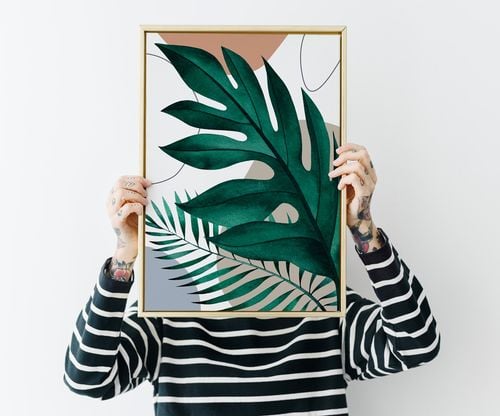 Plakat boho zielone liście 21x29,7 cm A4 na Arena.pl