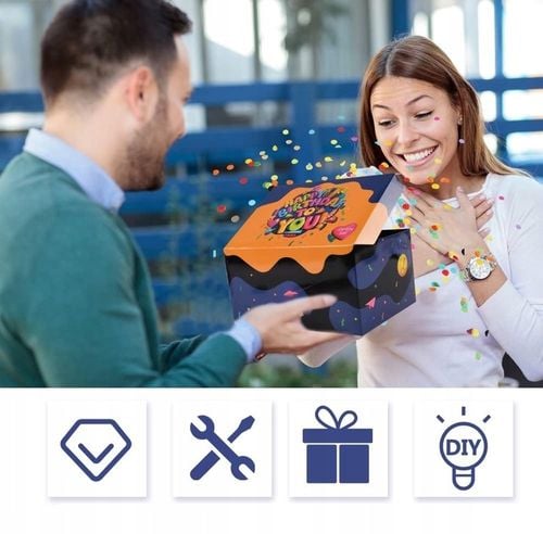 PUDEŁKO OZDOBNE PREZENTOWE DIY NIESPODZIANKA WYBUCH URODZINY +2X KONFETTI na Arena.pl