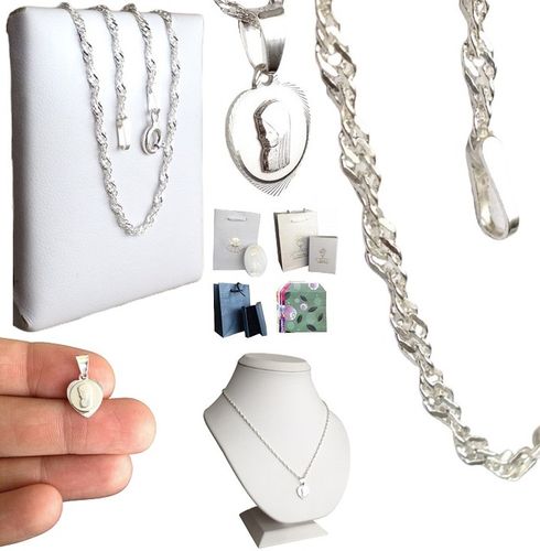 Łańcuszek Srebrny 925 Medalik Matka Boska (na PREZENT / KOMUNIA / CHRZEST) na Arena.pl