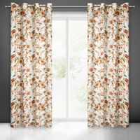Zasłona gotowa na przelotkach MILA 140x250 Eurofirany biała w rude kwiaty