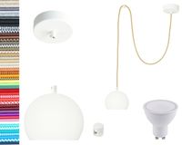 LAMPA wisząca KULA BIAŁA z białym hamulcem pojedyncza 2m