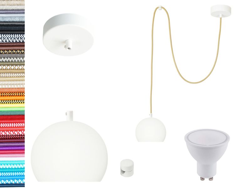 LAMPA wisząca KULA BIAŁA z białym hamulcem pojedyncza 2m zdjęcie 1