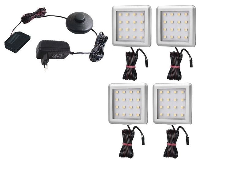 Oświetlenie mebli 4 x Zeus 12V DC biała ciepła - zestaw zdjęcie 1