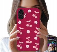ETUI DO IPHONE 16 - WISIENKI, WIŚNIE NA BORDOWYM TLE + FOLIA