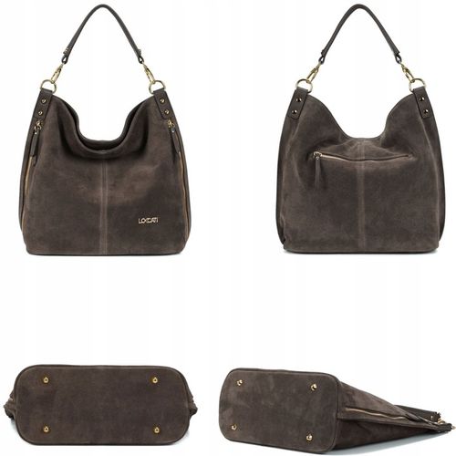 Zamszowa torebka damska a4 dobrej jakości ciemny brąz z naturalnego zamszu na Arena.pl