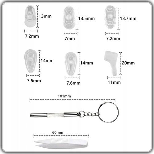 ZESTAW DO NAPRAWY OKULARÓW ŚRUBKI NOSKI SILIKONOWE 35 par nosków na Arena.pl