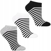 Skarpetki Damskie Stopki Bawełniane w Paski 3-pary MORAJ 35-38