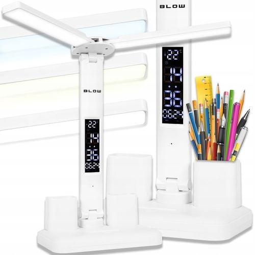 PODWÓJNA LAMPKA BIURKOWA LED Z WYŚWIETLACZEM ZEGAR DATA ORGANIZER TEMP na Arena.pl